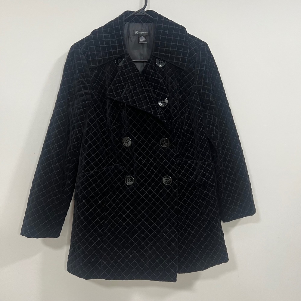 INC International Concepts Black Quilted Velvet Pea Coat Jacket Womens 1X - Picture 5 of 11